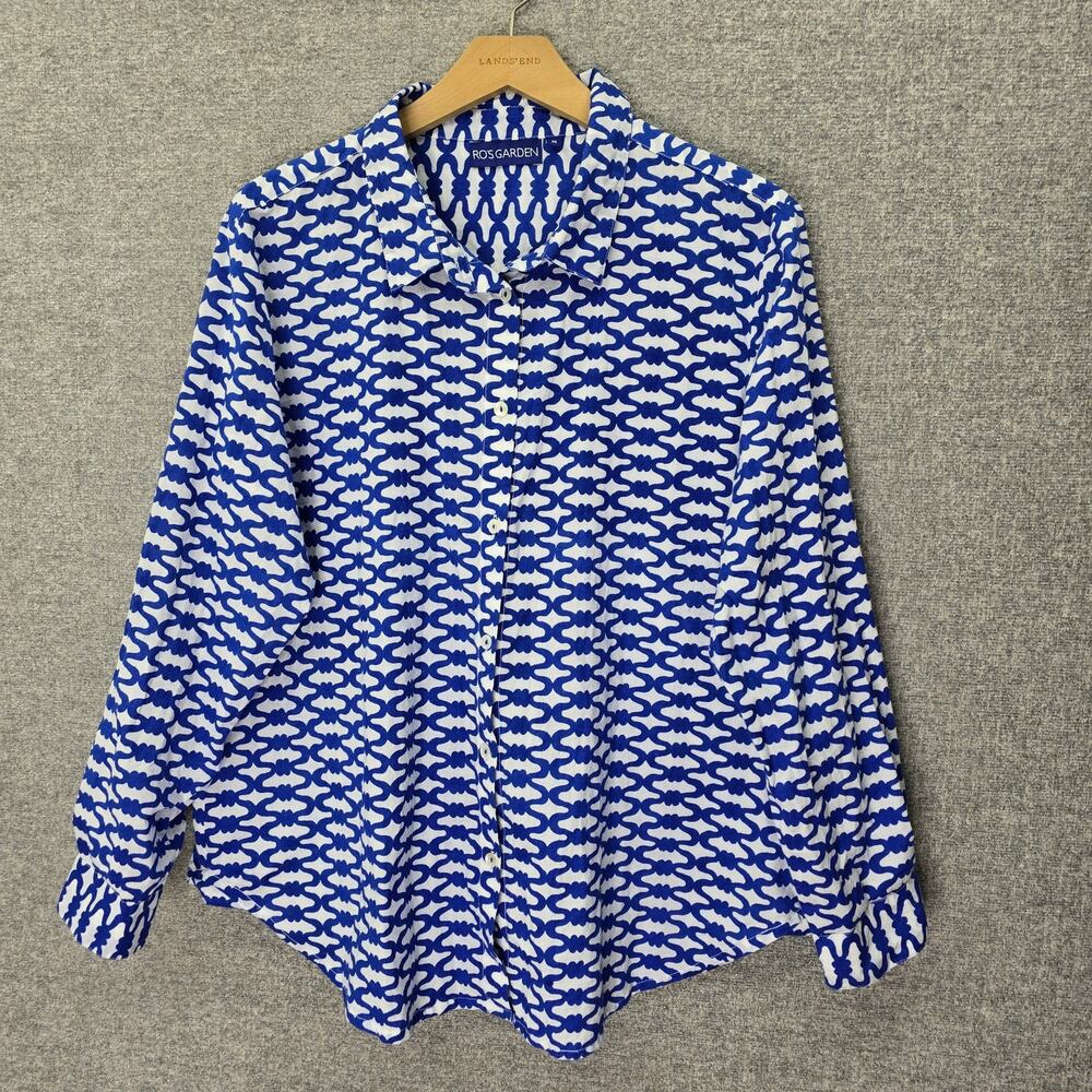 RO'S GARDEN BUTTON DOWN SHIRT, SIZE M